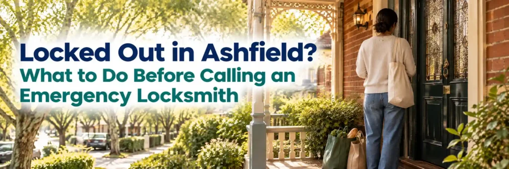 Person locked out of an Ashfield home seeking help before calling an emergency locksmith